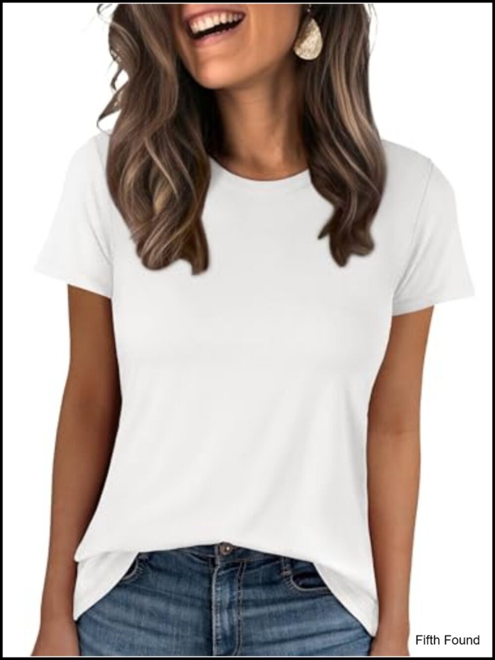 Women Short Sleeve Crew Neck Wrinkle-Free Basic Tee Shirt